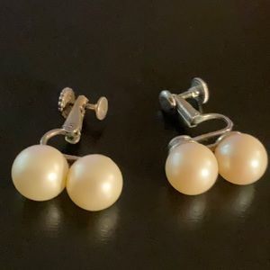 Vintage Richelieu silver screw back clip handmade earrings